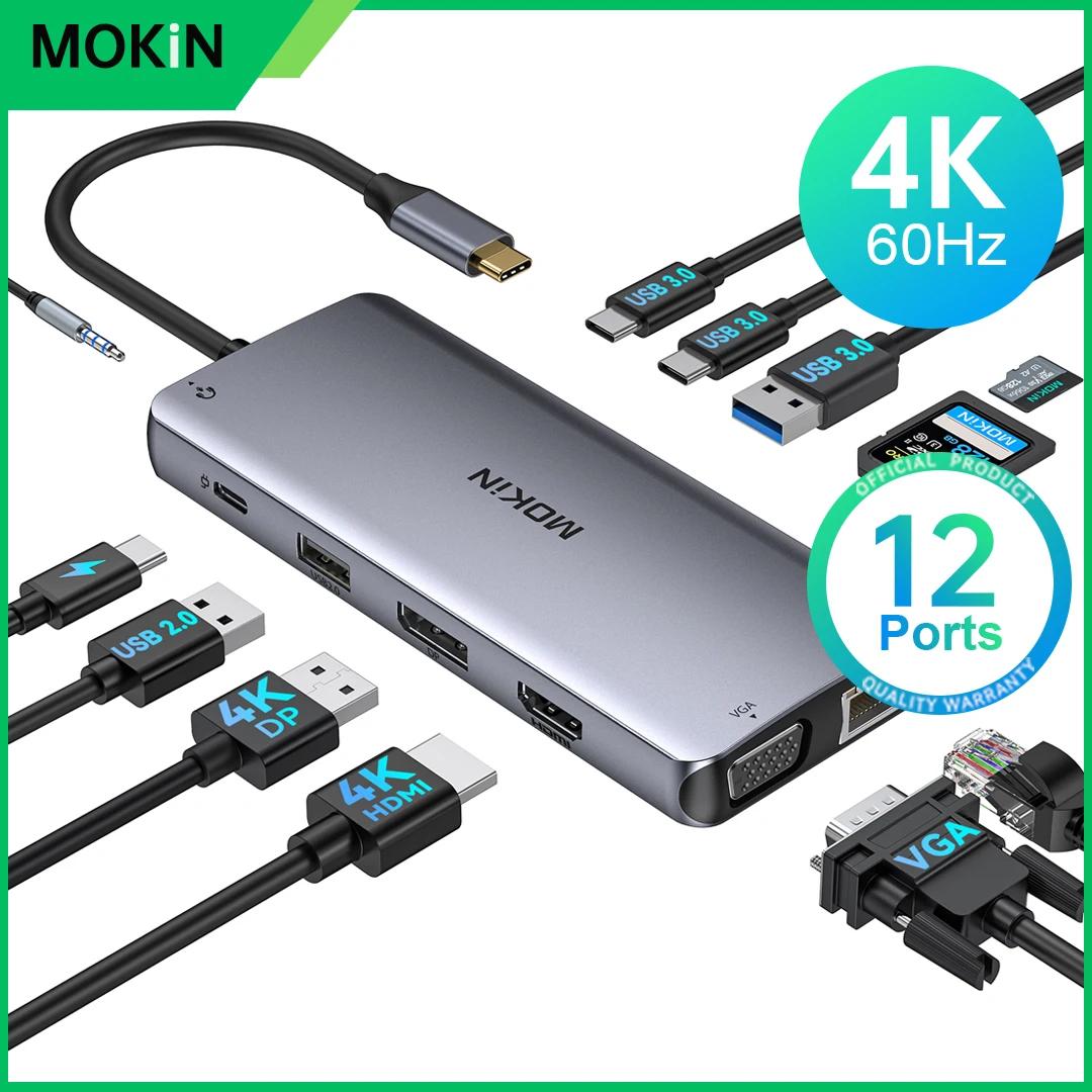 MOKiN ƺ   M2 M1  ũ , 12-in-1 2  USB C , 4K @ 60Hz HDMI DP 3 * USB 3.0 C Ÿ Ʈ, SD/TF PD 100W